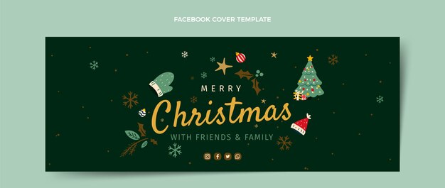 Flat christmas social media cover template