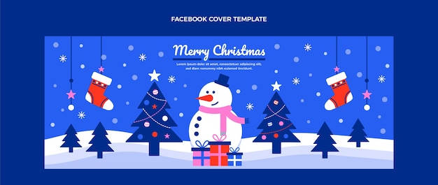 Flat christmas social media cover template