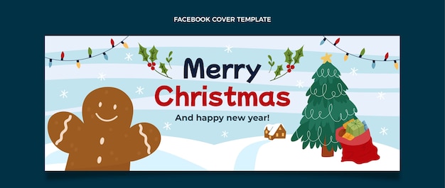 Flat christmas social media cover template