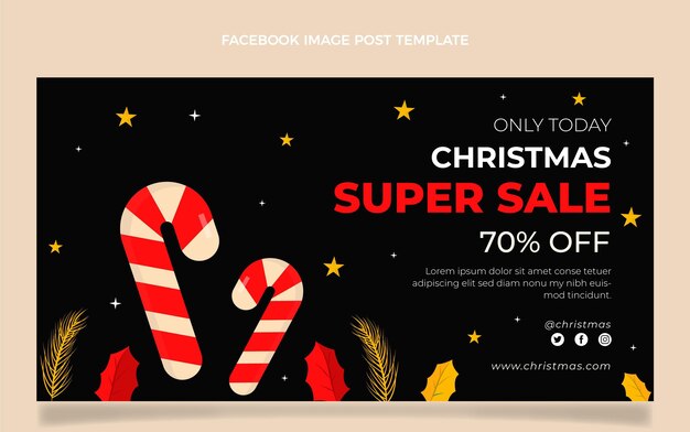 Flat christmas social media post template