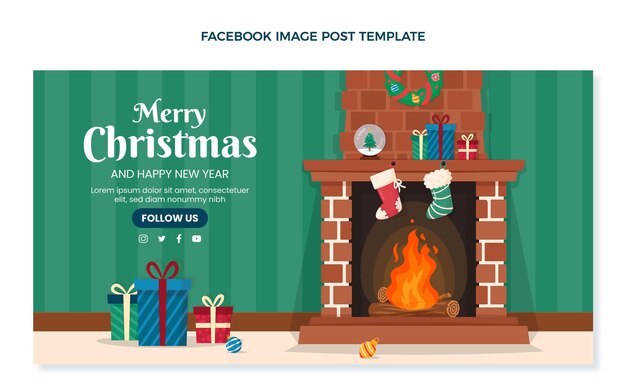 Flat christmas social media post template