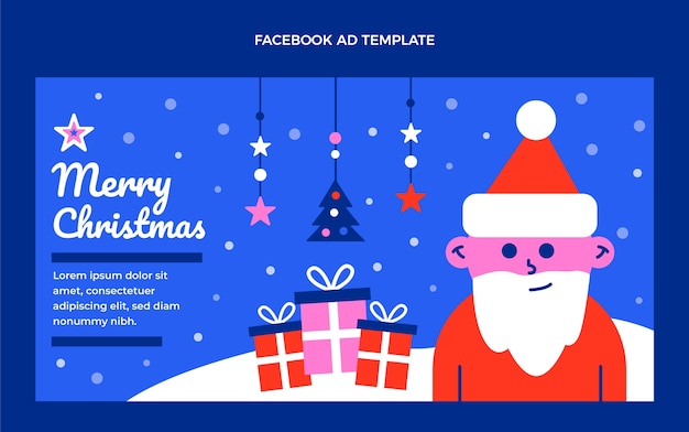 Flat christmas social media promo template