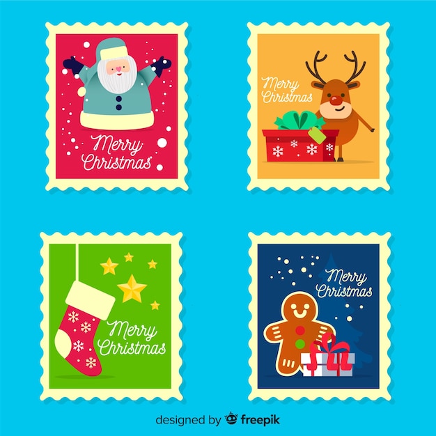 Free vector flat christmas stamp