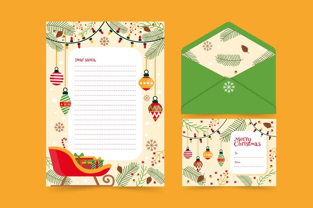 Flat christmas stationery template