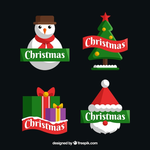 Flat christmas stickers