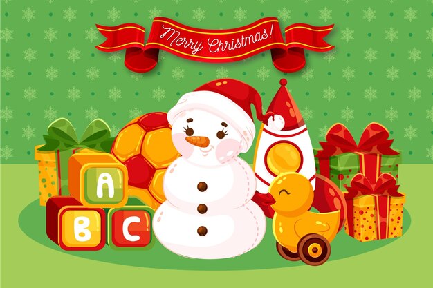 Flat christmas toys background