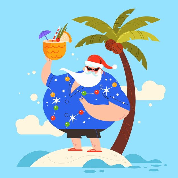 Flat christmas travel illustration