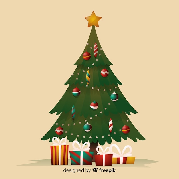 Flat christmas tree background