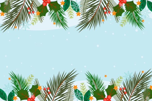 Flat christmas tree branches background