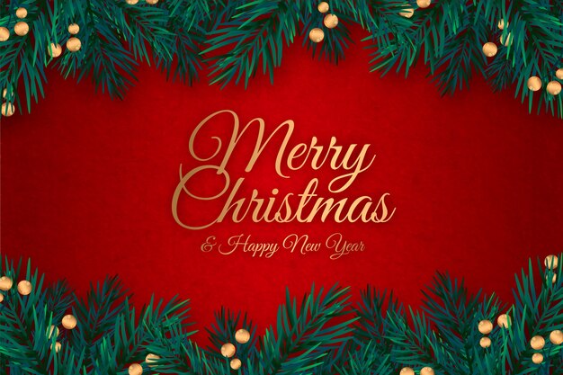 Flat christmas tree branches background