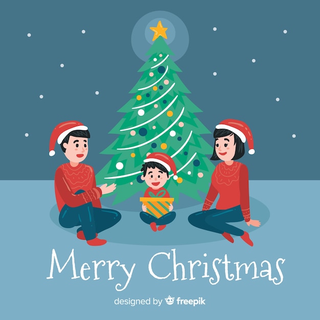 Free Vector flat christmas tree christmas background