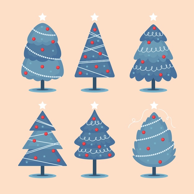 Flat christmas trees collection