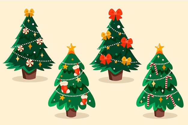 Flat christmas trees collection