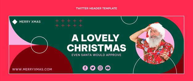 Flat christmas twitter header template