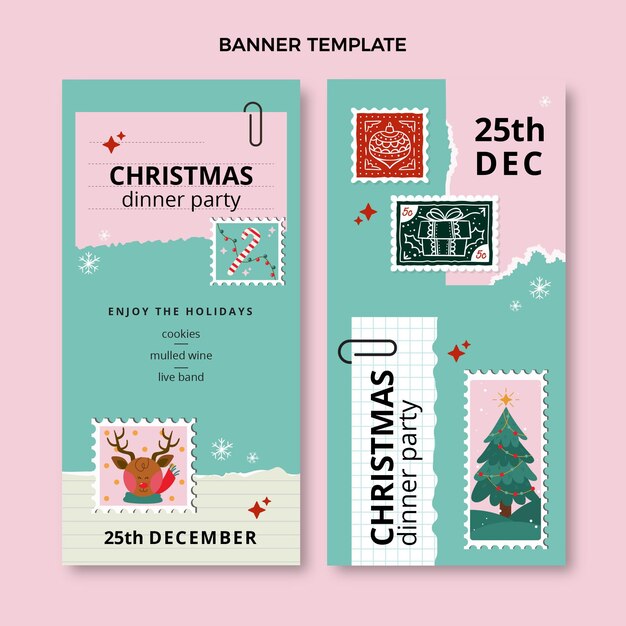 Flat christmas vertical banners set