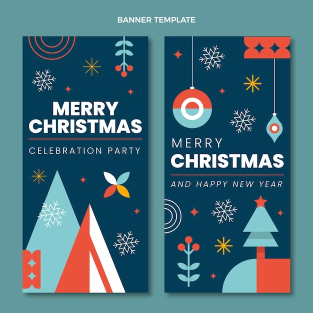 Flat christmas vertical banners set