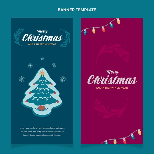 Flat christmas vertical banners set