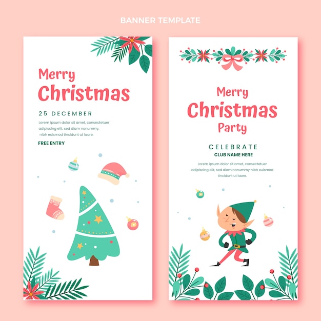 Flat christmas vertical banners set