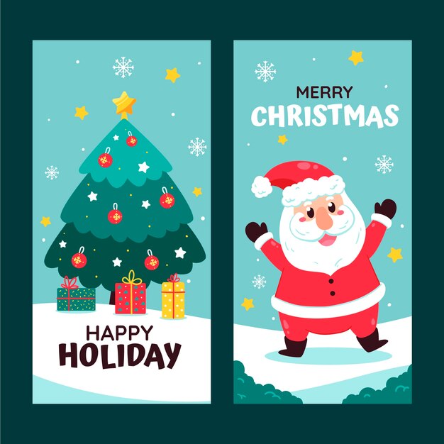 Flat christmas vertical banners set