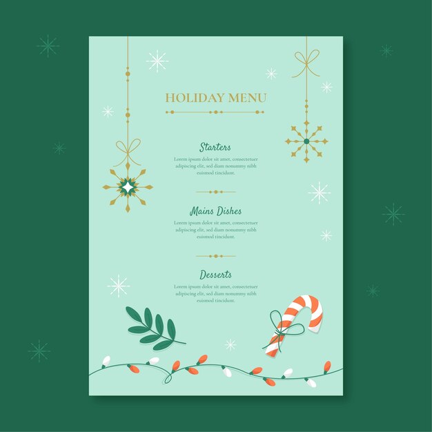 Flat christmas vertical menu template