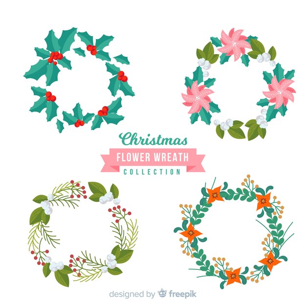 Flat christmas wreath collection