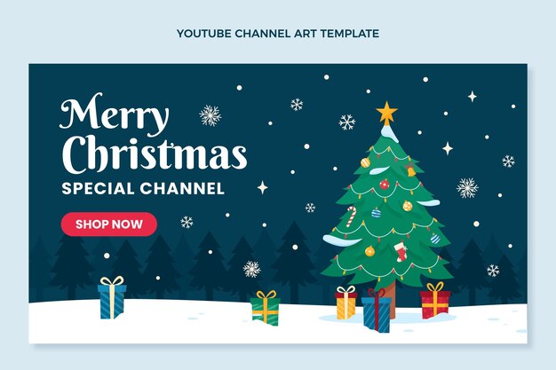 Flat christmas youtube channel art