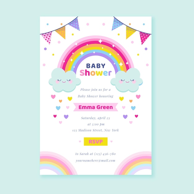 Flat chuva de amor baby shower invitation