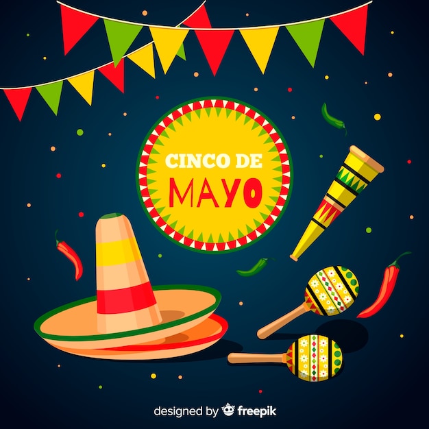 Free vector flat cinco de mayo background