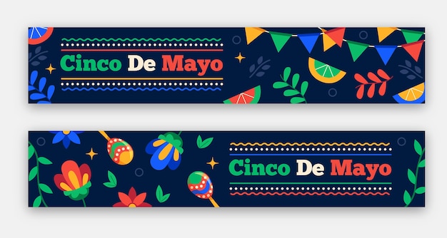 Flat cinco de mayo banners set