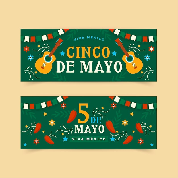 Free vector flat cinco de mayo banners set