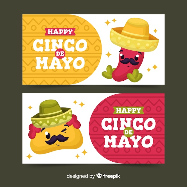 Free Vector flat cinco de mayo banners