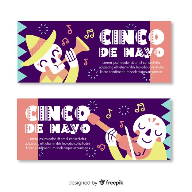 Flat cinco de mayo banners