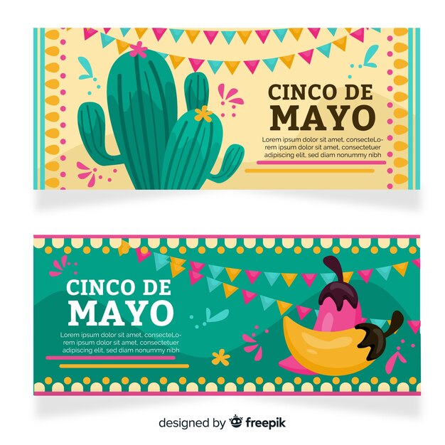 Free Vector flat cinco de mayo banners