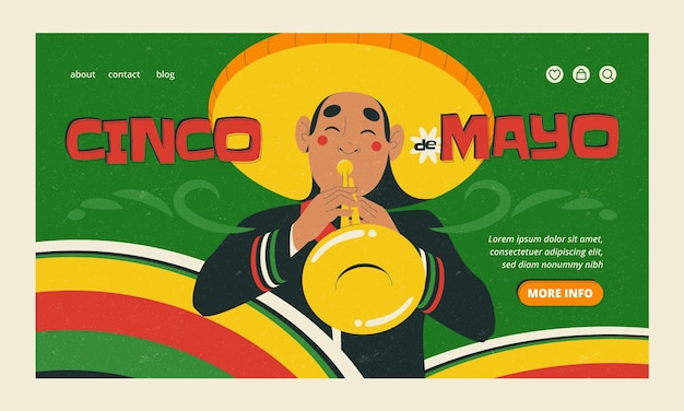 Flat cinco de mayo celebration landing page template