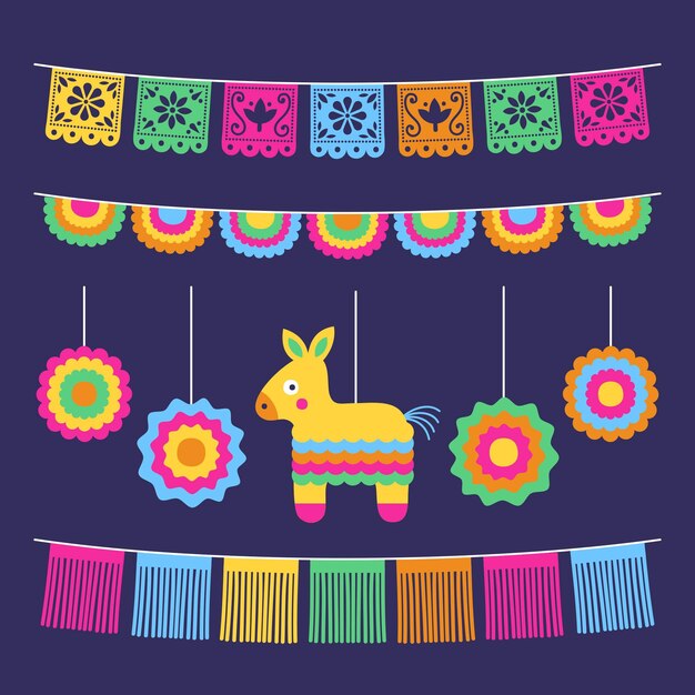 Flat cinco de mayo decoration collection