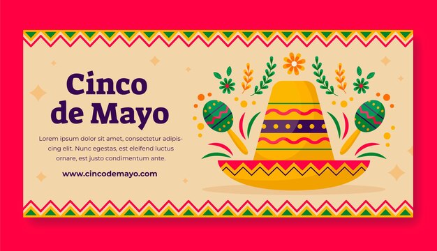 Flat cinco de mayo horizontal banner template