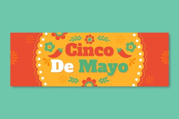 Flat cinco de mayo horizontal banner template