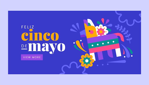 Flat cinco de mayo horizontal banner template