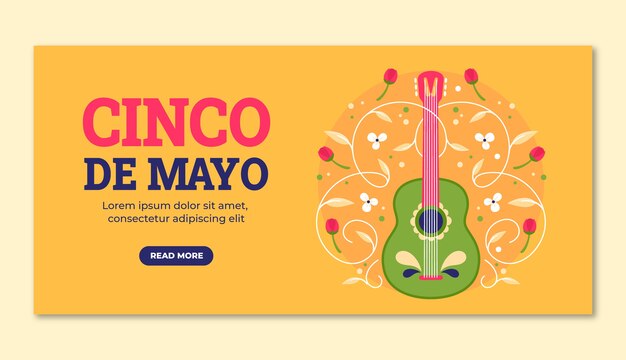 Flat cinco de mayo horizontal banner template