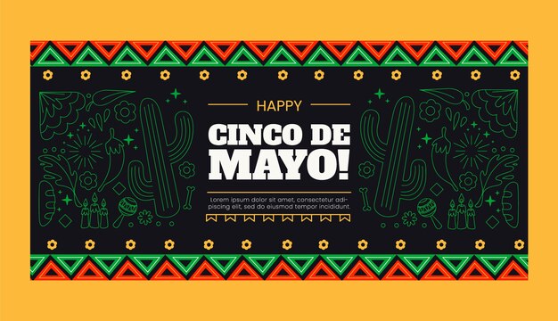 Flat cinco de mayo horizontal banner template