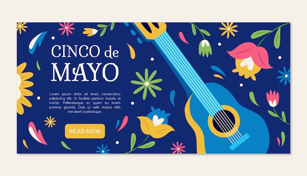 Flat cinco de mayo horizontal banner template