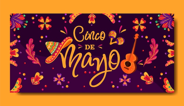 Flat cinco de mayo horizontal banner template