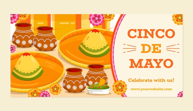 Free Vector flat cinco de mayo horizontal banners pack