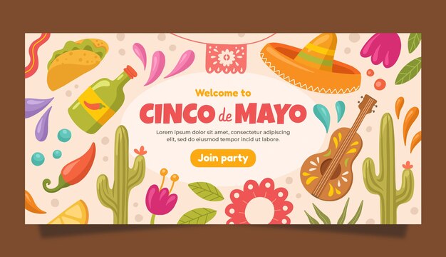 Flat cinco de mayo horizontal banners pack