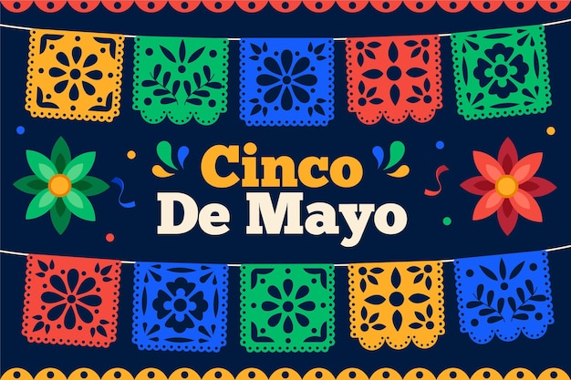 Flat cinco de mayo mexican decoration collection