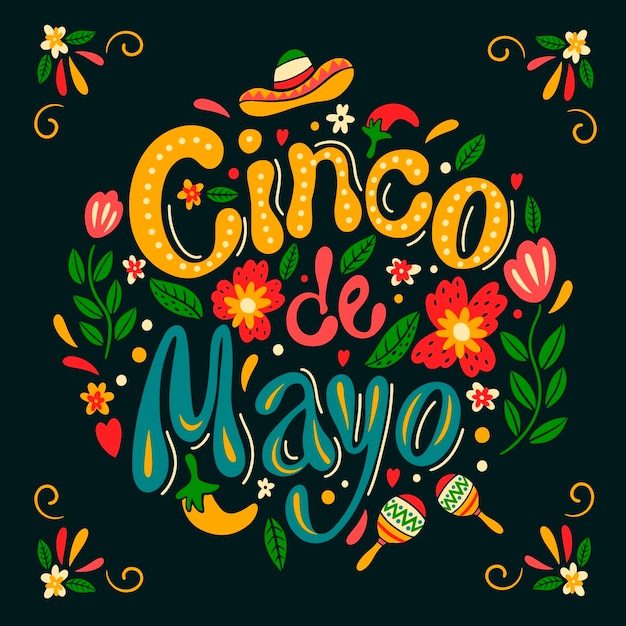 Free Vector flat cinco de mayo text illustration