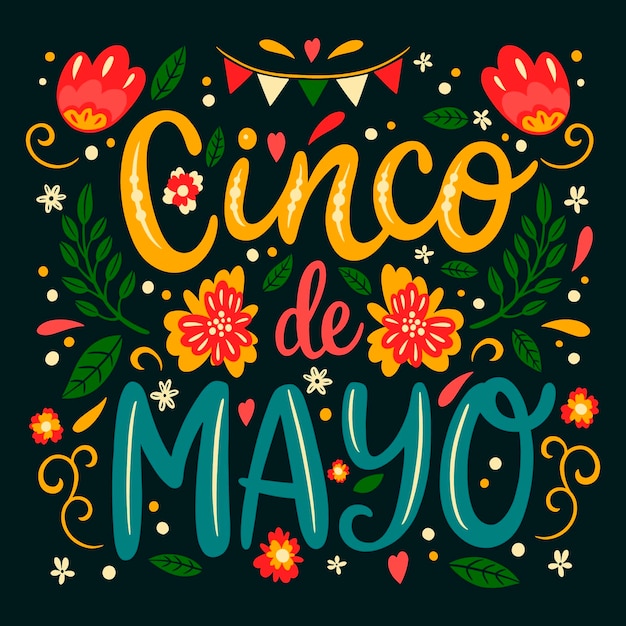 Free Vector flat cinco de mayo text illustration