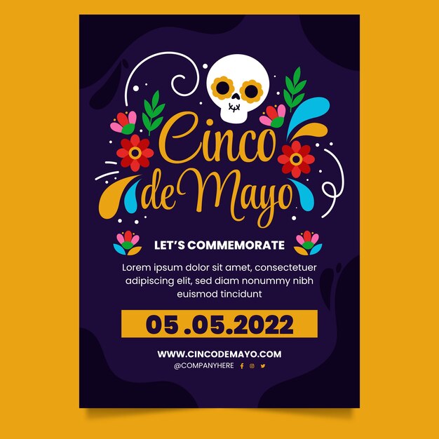 Flat cinco de mayo vertical poster template