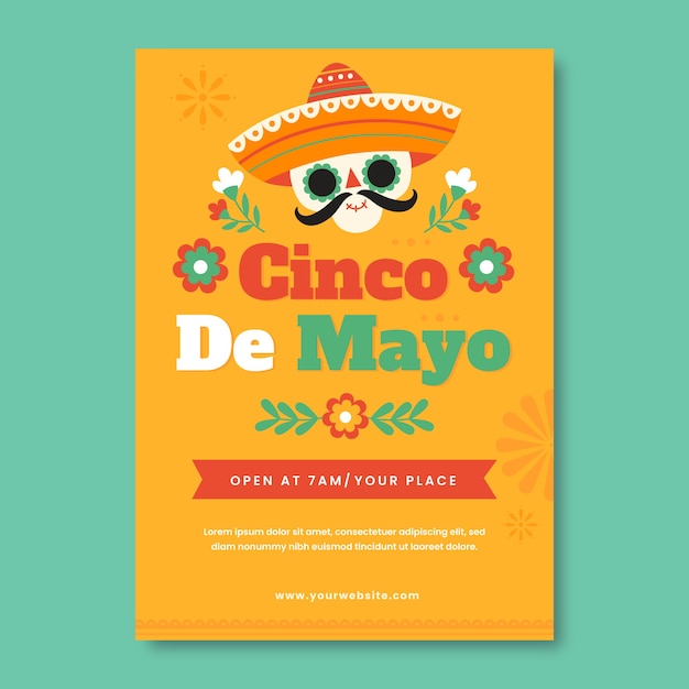 Flat cinco de mayo vertical poster template