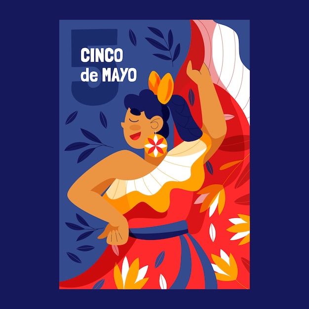 Free Vector flat cinco de mayo vertical poster template